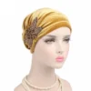 Women Muslim India Cap Ladies Velvet Hat Beanie Skullies Turban Chemo Cap With Beads Flower Headwear Cancer Hat Inner Elegant - Image 3