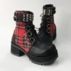 Classic Black Red Plaids Rivet Gothic Punk Rock Lace-up Lolita Ankle Boots Chunky Heels Thick Platform Punk Lolita Cosplay Boot - Image 5