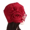 Female Head Wrap Cap Messy Bun Hats Casual Women Hip Hop Floral India Hat Muslim Ruffle Cancer Chemo Beanie Turban Wrap Cap - Image 2