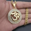 Hip Hop Round Indian Yoga Pendant With Rope Chain Gold Color Stainless Steel OHM Hindu Buddhist AUM OM Necklaces India Jewelry - Image 2