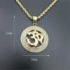 Hip Hop Round Indian Yoga Pendant With Rope Chain Gold Color Stainless Steel OHM Hindu Buddhist AUM OM Necklaces India Jewelry - Image 3