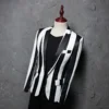 Brand M-5XL New Tide Men Black White Zebra Stripe Blazer Male Stage Wear Masculino Slim Fit Fashion Casual Suit Jacket - Image 2