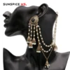 Sunspicems Indian Earring Link Headdress Jewelry One-piece Pearl Bead Chain With Metal Pendant Antique Gold Color Bohemia Bijoux - Image 2