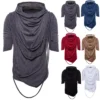 Men hip hop nightclub DJ t shirt tassel irregular design punk rock streetwear men gothic style hooded tee shirts top clothes - Image 5