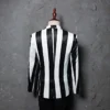 Brand M-5XL New Tide Men Black White Zebra Stripe Blazer Male Stage Wear Masculino Slim Fit Fashion Casual Suit Jacket - Image 3