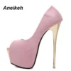 Aneikeh 2024 Brand Shoes Woman 16CM High Heels Women Pumps Stiletto Thin Heel Women's Shoes Open Toe High Heels Shoes 258-21# - Image 6