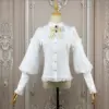 White Diamond Bow Stand Collar Lantern Sleeve Medieval Victorian Top Gothic Lolita Blouse Vintage Shirts For Women Plus Size
