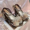 Gothic Girls Nightmare Flowers Wedding Lolita High Heels 8cm Thick Chunky Heels Loli Shoes Kawaii Lady Bowknot Lace Women Shoes - Image 2