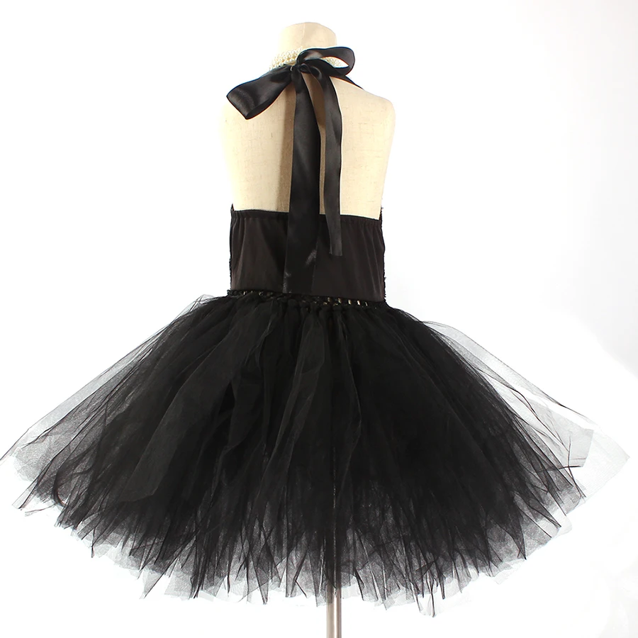 Child's Breakfast at Tiffany's Holly Golightly Costume Set Sequin Black Audrey Hepburn Tutu Dress Kids Birthday Party Prom Dress (14)