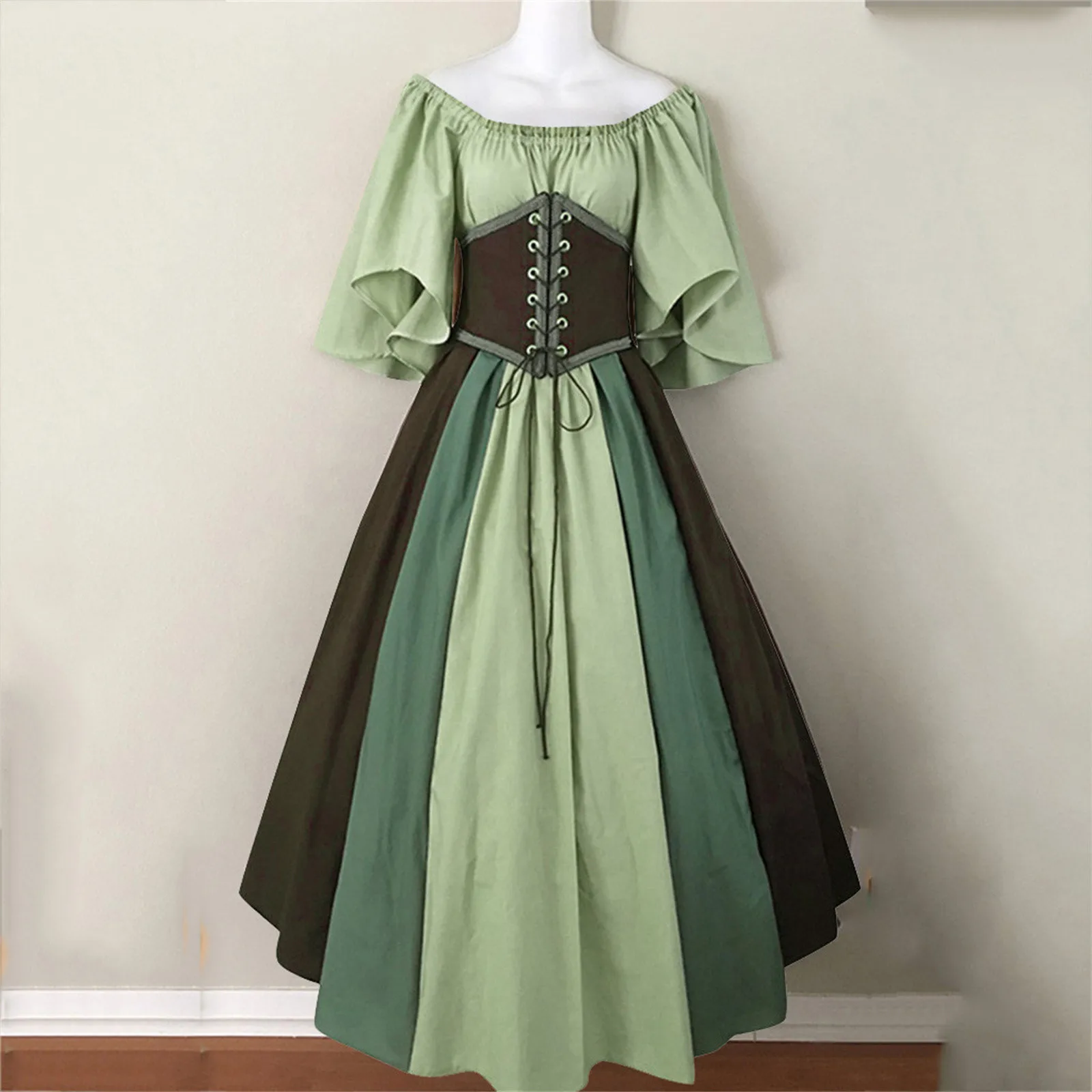 Medieval Vintage Elf Fairy Elven Costume For Women Princess Dress Waist Cincher Corset Tube Top Ruffles Gown Dresses - Image 2