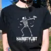 Gothic Skeleton Halloween hairstylist T-Shirt 100% Cotton tumblr grunge funny unisex women casual graphic Fashion tshirt top tee