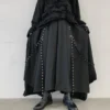 Homens fita preto escuro calças de perna larga masculino feminino japão streetwear punk gótico harem calças kimono saia - Image 3