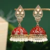 Boho Gypsy Pink Carved Indian Earrings 2020 Womens Jewelry Retro Pearl Tassel Ladies Jhumka Earrings Orecchini - Image 2