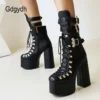 Gdgydh Gothic Style Black Platform Boots Bat Wings Sexy Clube Night Modern Boots Women Mid Calf Ankel Buckle Strap Plus Size 46 - Image 2