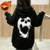 Long Sweatshirts for Women Black Graphic Punk Tops Hip Hop Novelty Matching Korean Streetwear Female Clothes Y2k E Cotton Sleeve - Image 2