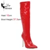 Knee-High Women's Boots Fashion Pointed Zipper High Heel 10cm High Tube Sexy Ladies Boots Plus size 34-48 Gothic Fetish Stiletto - Image 4