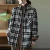 MEXZT Women Thick Plush Warm Plaid Shirts Vintage Pocket Loose Y2k Blouse Autumn Winter Female Casual Korean Long Sleeve Tops - Image 2