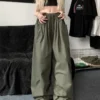 HOUZHOU Baggy Cargo Pants Women Summer Y2k Streetwear Vintage Drawstring Loose Sweatpants Casual Wide Leg Pants Hip Hop Trousers - Image 5