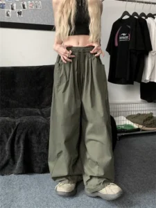 HOUZHOU Baggy Cargo Pants Women Summer Y2k Streetwear Vintage Drawstring Loose Sweatpants Casual Wide Leg Pants Hip Hop Trousers - Image 5