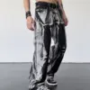 Trousers Hip Hop Chain Male Cowboy Pants Straight Tie Dye Jeans for Men Goth Black Trend 2024 Baggy Oversize Grunge Y2k Washed