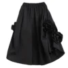 #3012 Spring Summer Black Vintage Midi Skirt Women Irregular A-line Skirts Spliced Floral Elastic High Waist Skirts Gothic Loose - Image 5