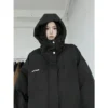 QWEEK Black Women's Windbreaker Jacket Korean Streetwear Y2k Oversize Female Jackets Vintage Harajuku Hooded Zip-up Goth Fashion - Image 2