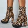 luxury Women Thick Platform Boot Autumn Winter Ladies Gothic Leopard Print Shoes Fashion High Heels Ankle Boots Botas Mujer 42 - Image 6