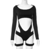 Harajuku Sexy Cut Out Gothic Bodysuits Women Long Sleeve Cyber Y2k Zip Up Buckle T-shirts Techwear Grunge Punk Tops Bodysuit - Image 5