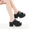 Gothic Punk Platform Sandals Women Summer Fashion Outstoor Slippers Bat Belt Buckle Thick Bottom Goth Sandals Street Shoes Woman - Image 2