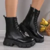 Winter Silver Crystal Thick Sole Ankle Boots Women's Gothic Thick Sole Motorcycle Boots Women's Luxury Rhinestone Punk Shoes - Image 6