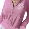 Women Y2k Skeleton Rhinestone Hoodies Sweatshirts Teen Girl Sweatshirts Fall Gothic Hoodie Long Sleeve Zip Up Clothing