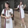 Female Tunics High Quality Dress Women Summer Korean Fashion Striped Slim Button Pockets Dresses - Image 5