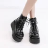 Brand New Gothic Style Platform Vampire Cosplay Women Mid-calf Boots Winter Wedges Comfy Women Motorcycle Boots Shoes 2023 - Image 4