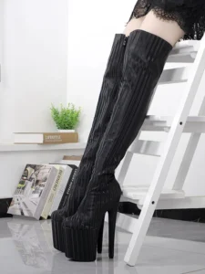 Exotic 8 Inches Over The Knee Women Boots High Stripper Heels 20CM Platform Pole Dance Shoes Sexy Fetish Models women's gothic - Image 6