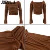 JOEVILU Skinny Top Off Shoulder Sexy T-shirt Spring and Autumn Babes Versatile Bottoming Shirt Women Korean Style Y2k Crop Tops - Image 6