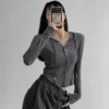 Deeptown Women Hooded Sweatshirt Long Sleeve Y2k Streetwear Korean Fashion Casual Chic Female Vintage Slim Pullovers Crop Tops - Image 2