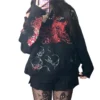 Gothic Sweatshirt Women 2000s Fairy Grunge Skull Print Long Sleeve Hooded Tops y2k Aesthetic Hoodie Oversize Clothes Streetwear - Image 2