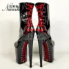 Nightclub 20cm Ankle Boots Gothic 8Inch Round Toe Platform Black Shiny Stripper Heels Sexy Women Shoes Exotic Models Crossdresse - Image 5