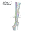 Sexy Silver Laser 8Inch Pole Dance Shoes Platform Crossdresser Over The Knee Boots Fetish Gothic 20cm Exotic Stripper Heels - Image 5