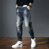 Men's Korean Fashion Harem Jeans Pants Stretch Slim Drawstring Casual Jogging Pencil Denim Trousers New Male Hip Hop Street Wear - Image 2