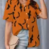 Gothic High Street Fashion Casual Shirt Summer Loose Short Sleeve Shirt Halloween Bat 3d Digital Printing Women's Oversize Shirt