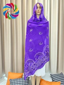 African Scarf chiffon For Muslim Women Diamonds Embroidery India Turkey Abaya Pray Headscarf Big Knitted Shawl hijab dubai scar - Image 2