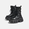 Female 2023 New Small Internet Red Muffin Platform Motorcycle Gothic Lace-up Middle Cyberpunk Punk Boots Women Shoes - Image 2