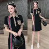 Female Tunics High Quality Dress Women Summer Korean Fashion Striped Slim Button Pockets Dresses - Image 4