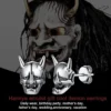 U7 Hannya Mask 925 Silver Demon Horn Amulet Stud Earrings for Man Women Gothic Statement Daily Jewelry - Image 2