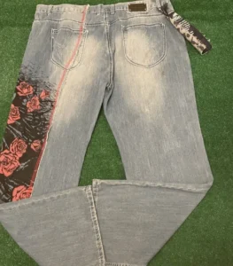 Gothic dark skull print popular casual jean for men clothing y2k high street hip-hop rock versatile straight wide-leg baggy pant - Image 3