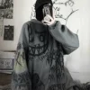 2023 New Punk Hoodies Long Hip Hop Female Clothes Grunge Sweatshirt for Women Aesthetic Korean Y2k Designer Tops - Image 2