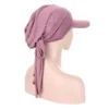 New Soft Modal Muslim Turban Hat Islamic Women Bonnet India Hat Solid Sun Shade Long Ribbon Cap Female Chemotherapy Headwrap - Image 4