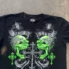 Gothic Trend Culture Oversized Anime Cross Print T-Shirt Men's Loose Cotton Top Y2K Harajuku Streetwear Summer T-Shirt Women - Image 2