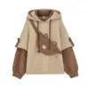 2024 Kawaii Hoodie Harajuku Bear Hooded Sweatshirt Girl Korean Long Sleeve Oversized s Sweet Y2K Warm Hooded Women Winter Anime